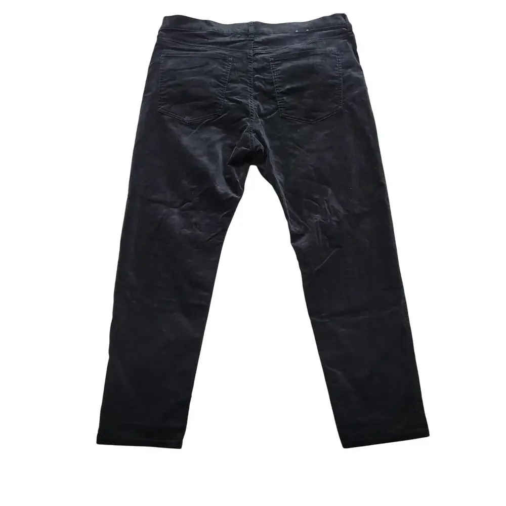 Banana Republic Mens 33x Ankle Slim High Rise Black Velvet Pants Stretch